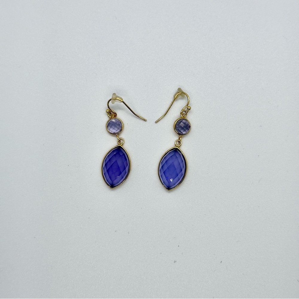 Elegant Gold and Purple Drop Earrings